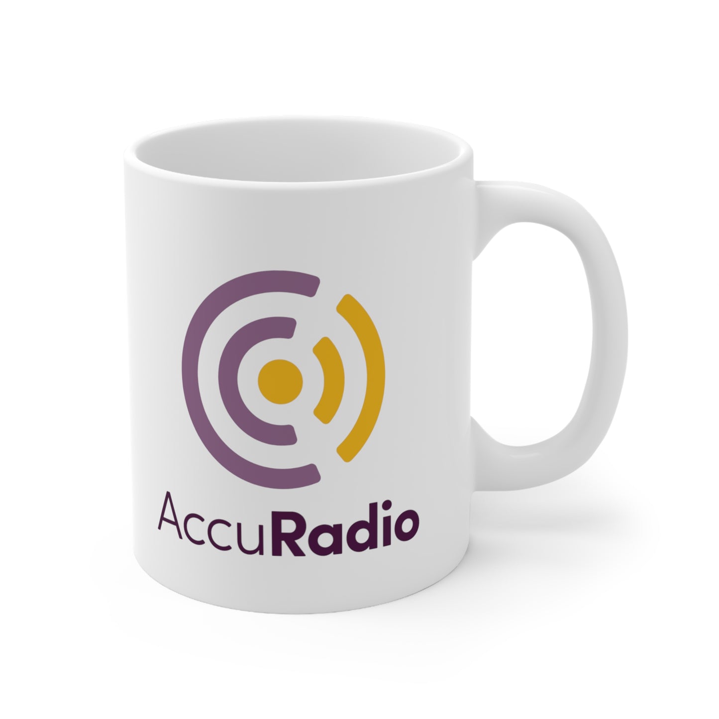 AccuRadio white ceramic mug