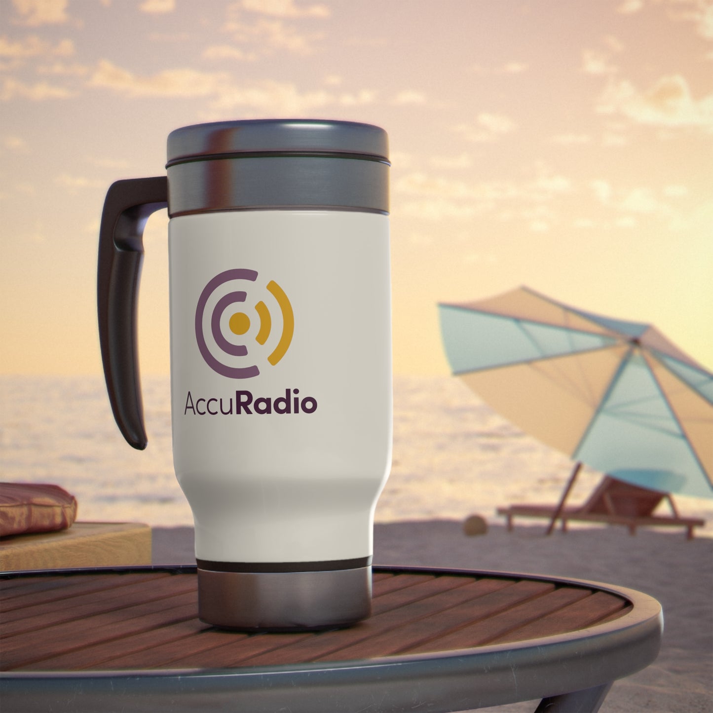 AccuRadio Stainless Steel Travel Mug with Handle