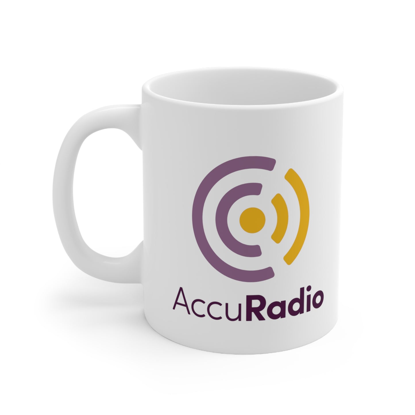 AccuRadio white ceramic mug