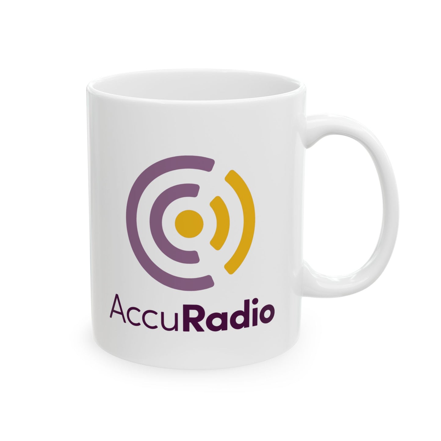 AccuRadio white ceramic mug