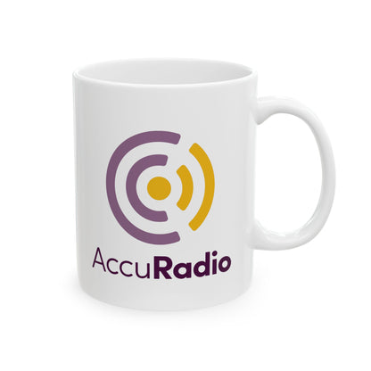 AccuRadio white ceramic mug