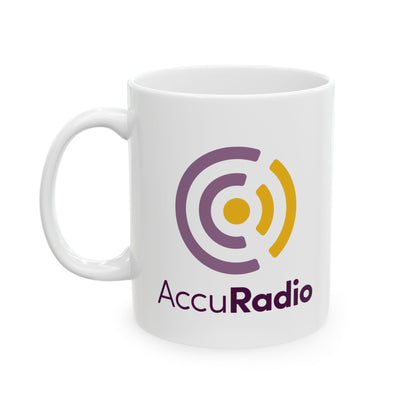 AccuRadio white ceramic mug