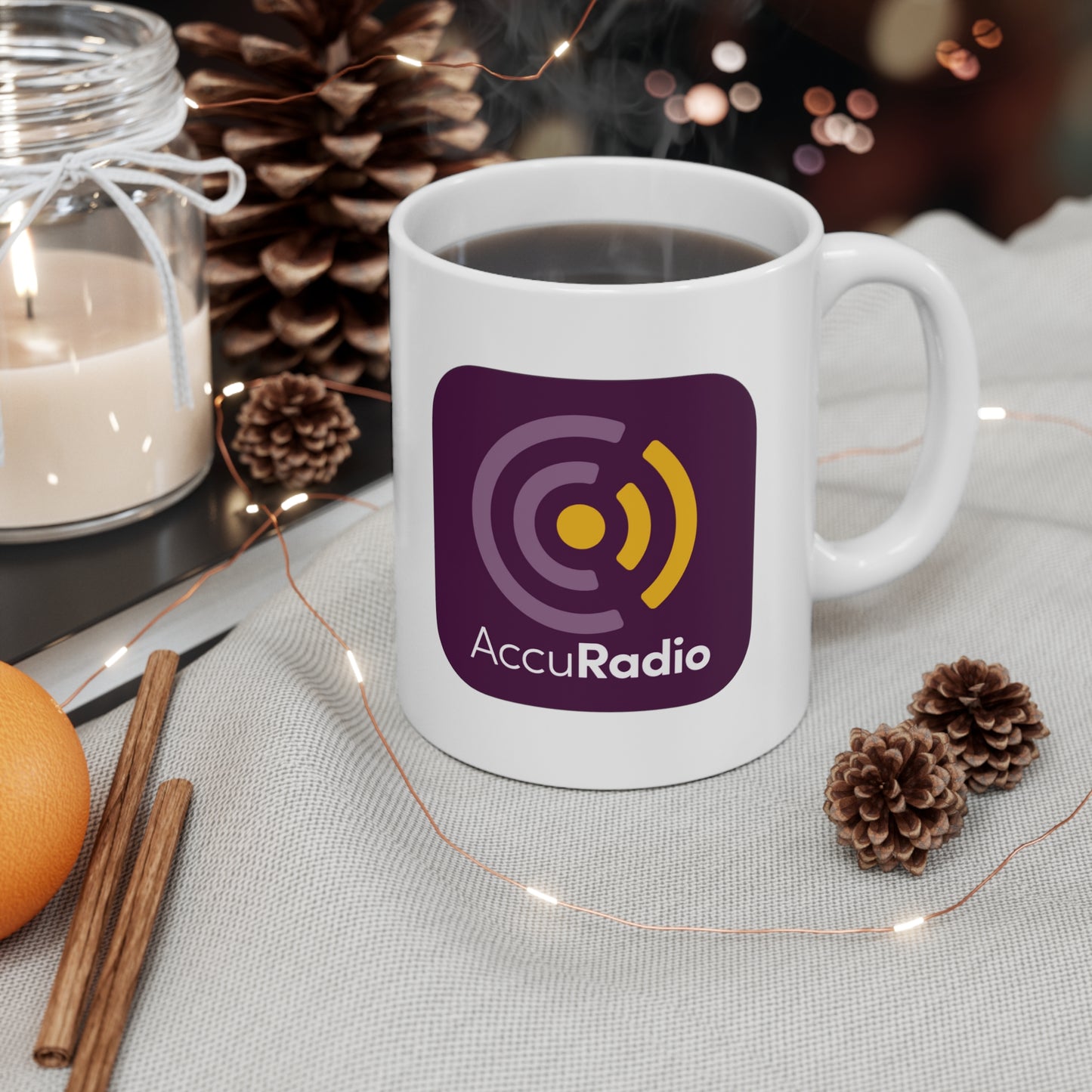 AccuRadio app tile ceramic mug